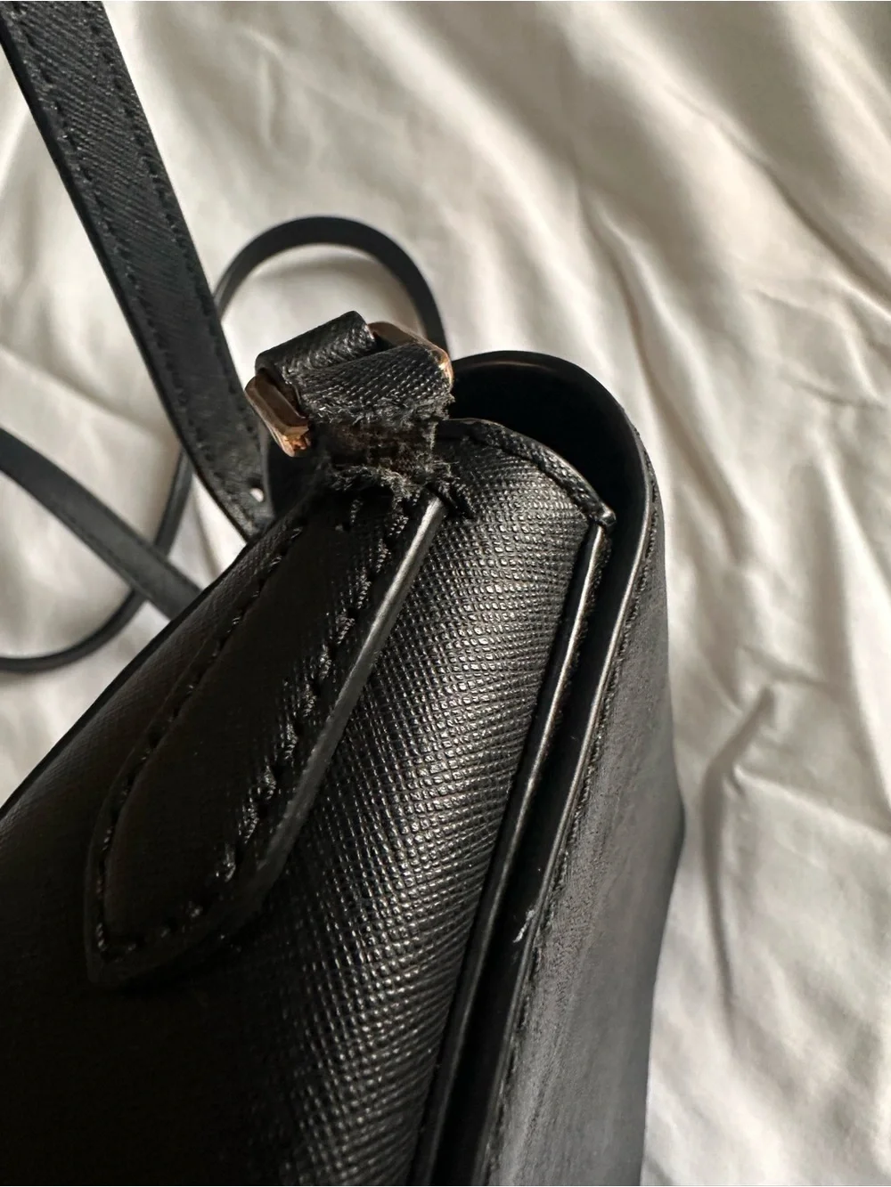 Tory Burch Black Saddle Crossbody with Gold Logo